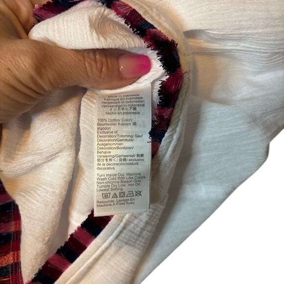 NWT J.Crew White Fringe Beach Tunic Cover-Up Multi Trim Tassel Size M - Picture 7 of 7